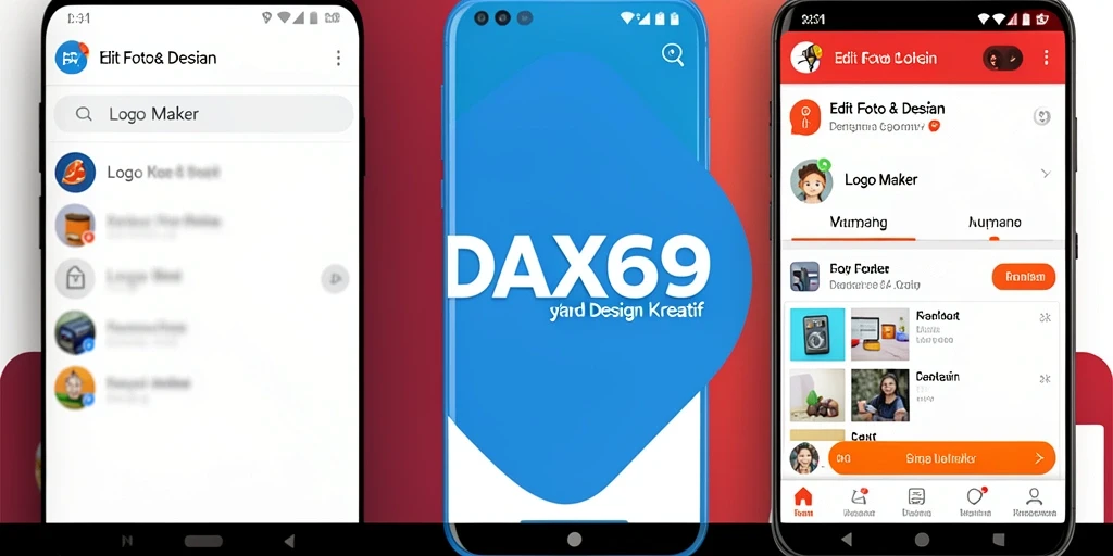 Tampilan antarmuka DAX69 untuk membuat logo yang kreatif.