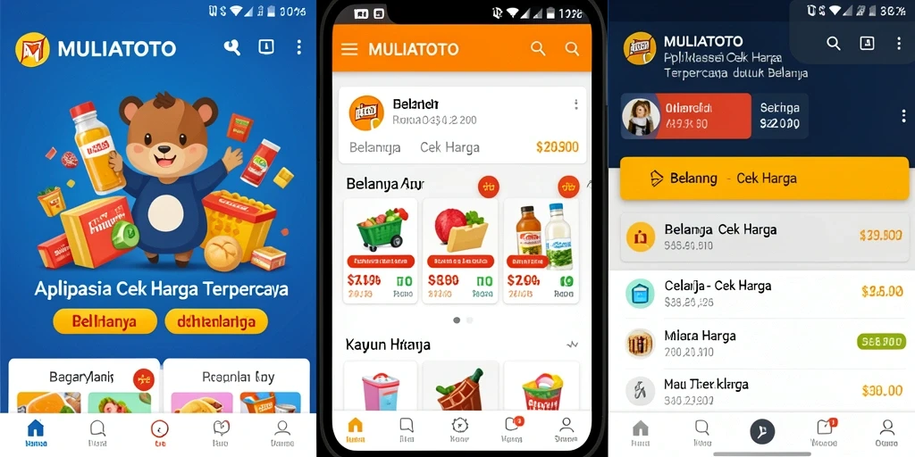Interface aplikasi MULIATOTO menampilkan harga dan produk secara jelas.