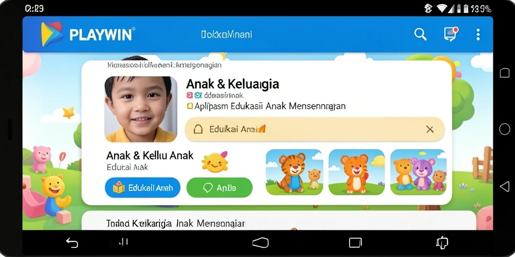 Tampilan antarmuka aplikasi PLAYWIN yang menarik dan edukatif.